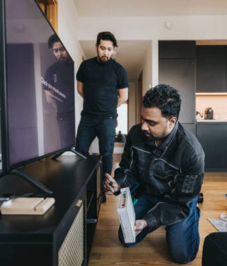 Indian Technician installing wifi router at Japanese customers house.